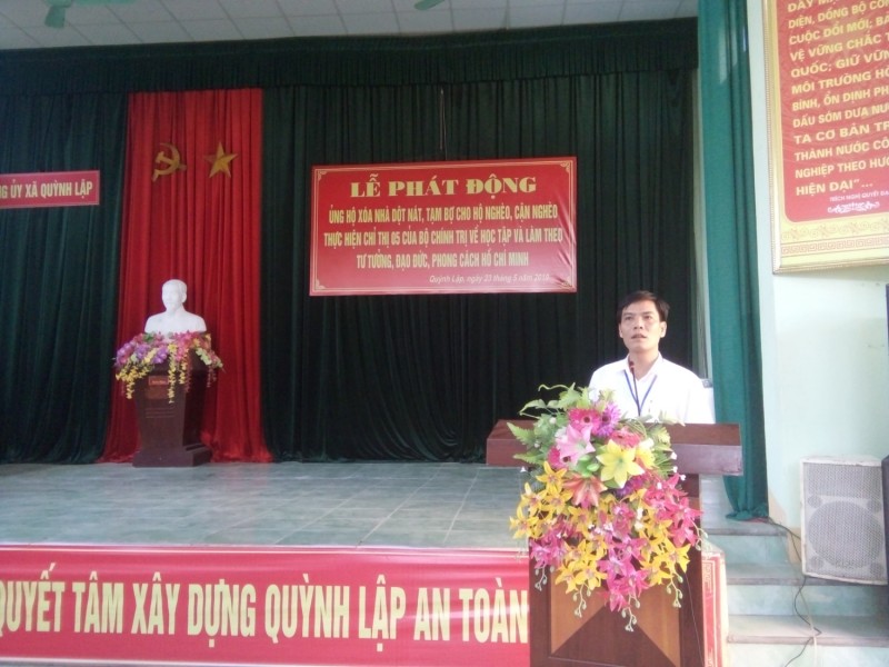 Đồng chí Hồ Sỹ Hoàng, Bí thư Đảng ủy, Chủ tịch HĐND xã phát biểu chỉ đạo tại Lễ phát động