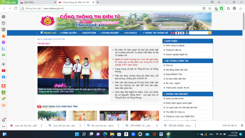 Cổng thông tin điện tử tỉnh Nghệ An (ảnh chụp màn hình)