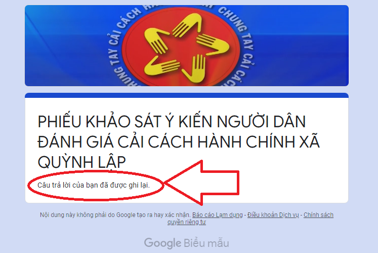 Hướng dẫn đánh giá cải cách hành chính trên Google Form