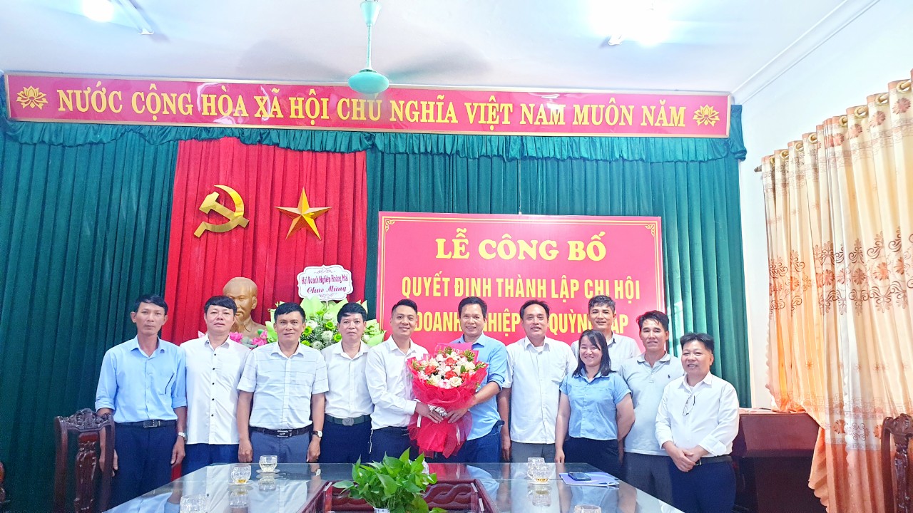 Công bố thành lập chi hội Doang nghiệp xã Quỳnh Lập
